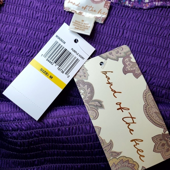 NWT Band of the Free Agathe Purple Floral Smocked Top Sz M - Picture 4 of 11